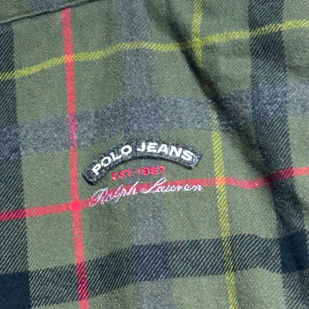 Y2K Polo Jeans Ralph Lauren Mens Plaid Flannel Pajama Pants Green Medium - Picture 4 of 7